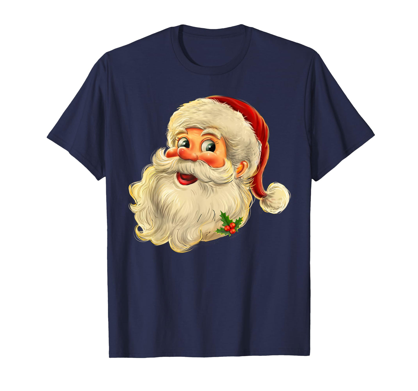 Vintage Christmas Santa Claus Face Men Women Kids Family T-Shirt