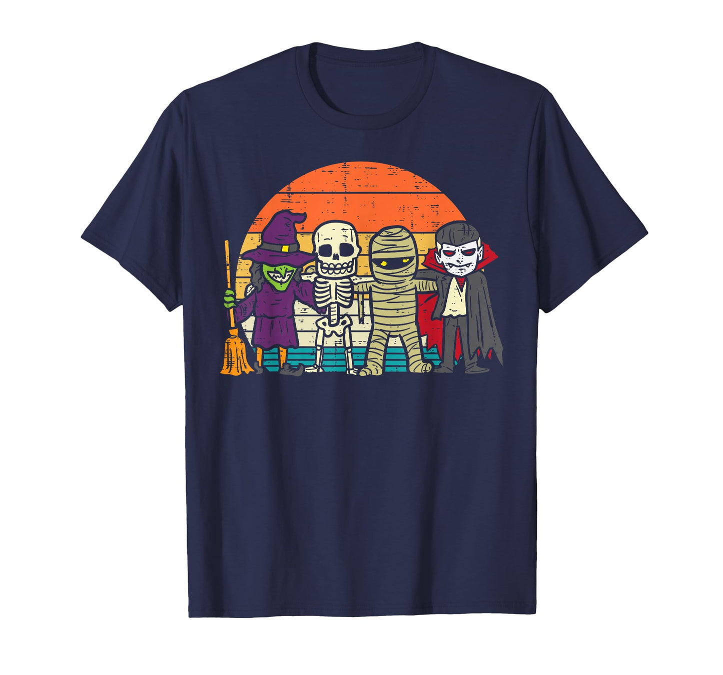 Witch Skeleton Mummy Vampire Retro Halloween Boys Girls Kids T-Shirt