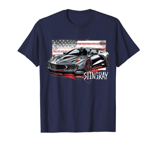 C8 American Muscle v8 Supercar Stingray Cool Vette Mechanic T-Shirt
