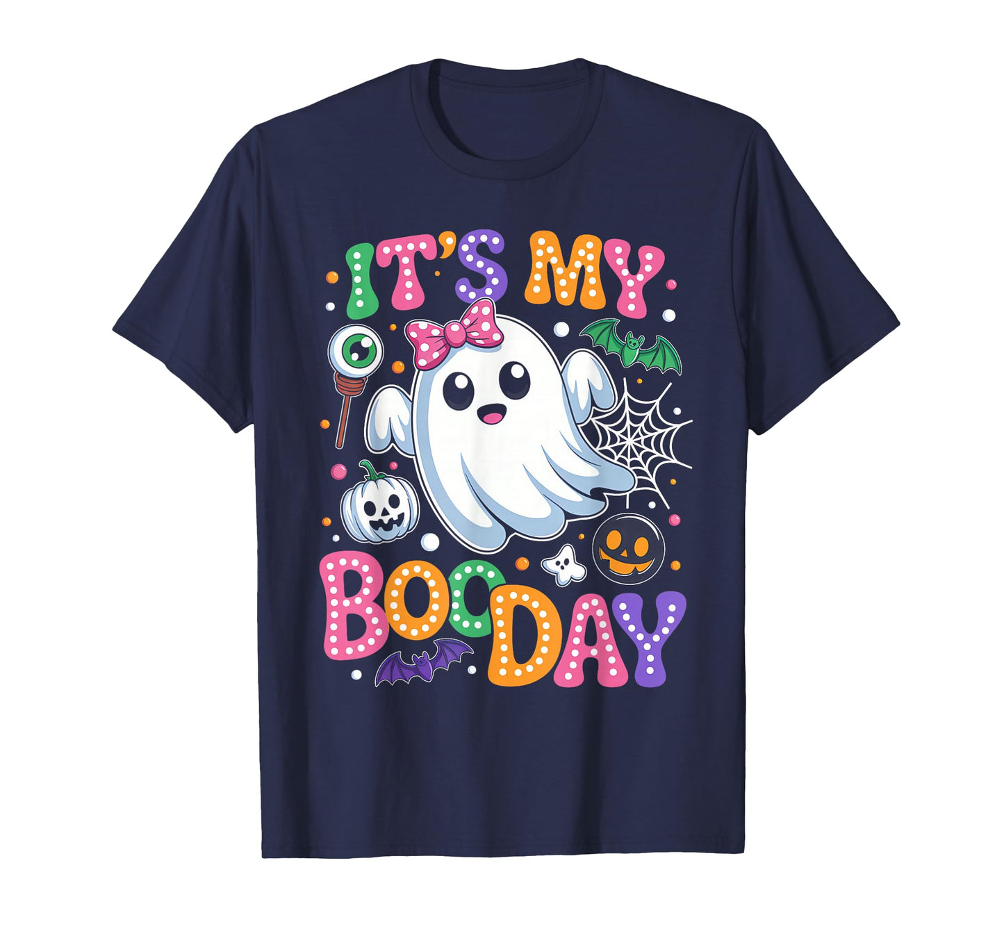 Groovy Its My Boo Day Cute Halloween Birthday Ghost Pink Bow T-Shirt