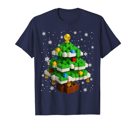 Merry Christmas PJS Blocks Building Christmas Tree Boys Kids T-Shirt