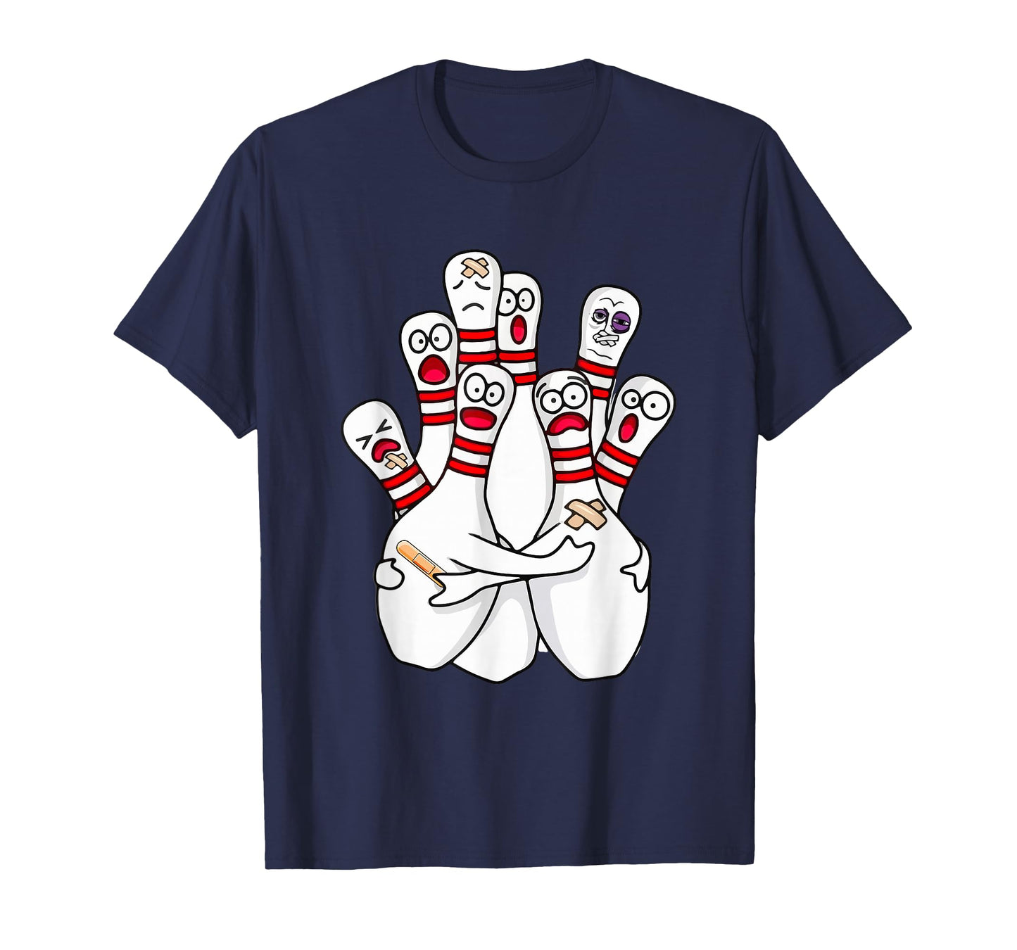 Cartoon Bowling Scared Bowling Pins Funny Sport Bowler T-Shirt