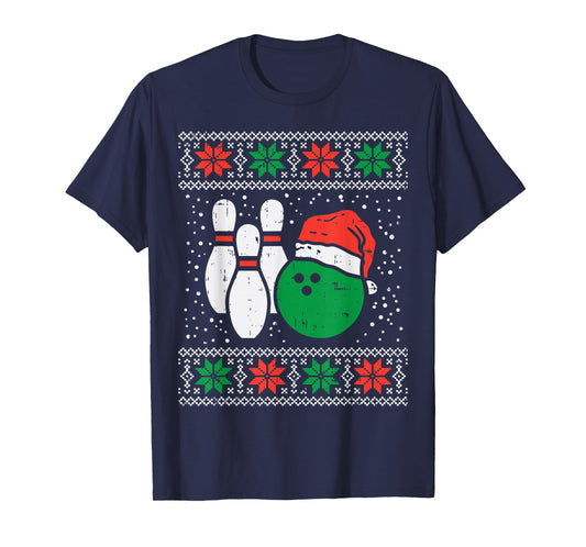 Bowling Ugly Christmas Sweater Sport Bowls Xmas Men Gift T-Shirt