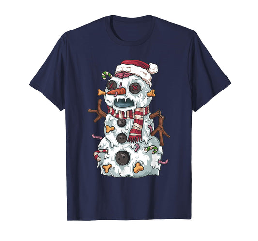 Zombie Christmas Snowman Funny Cartoon Holiday T-Shirt