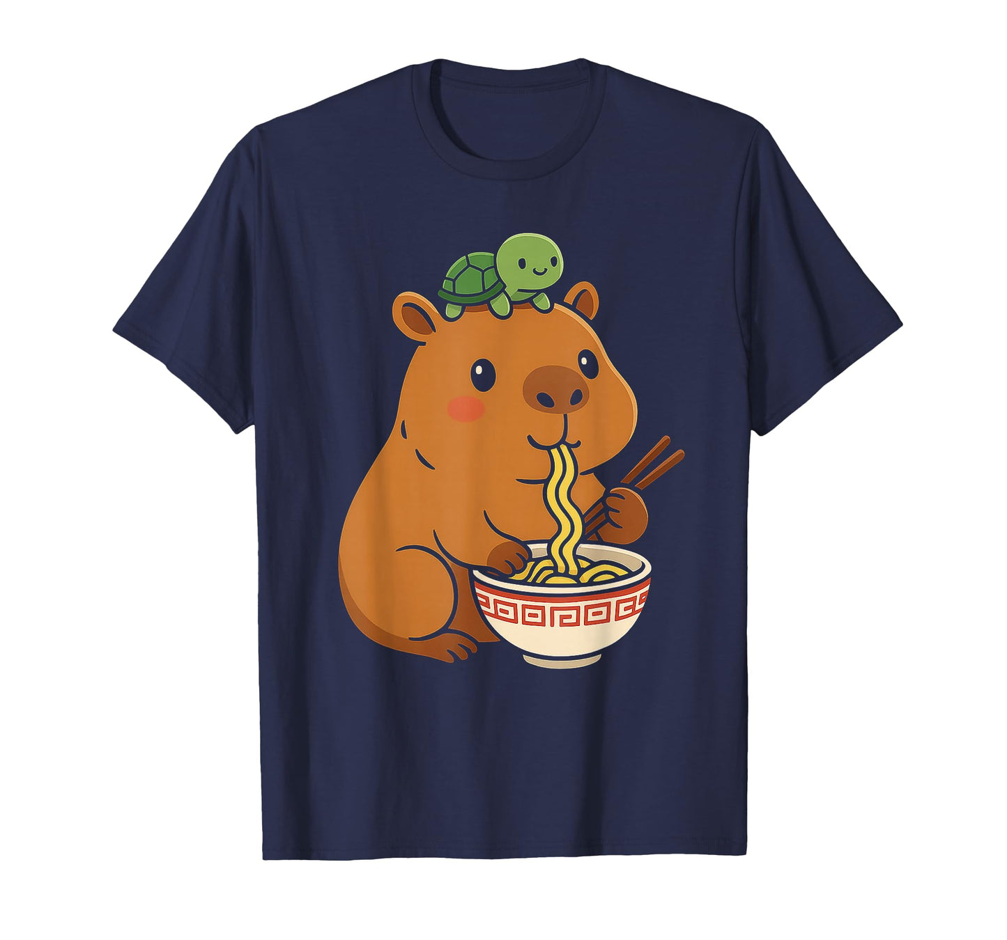 Capybara Anime Ramen Turtle Funny Graphic Kawaii Capibara T-Shirt