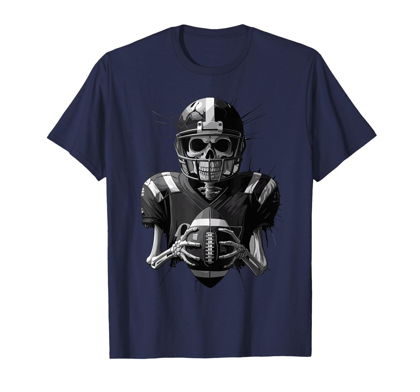 Halloween Skeleton Football Player Spooky Sports Graphic T-Shirt