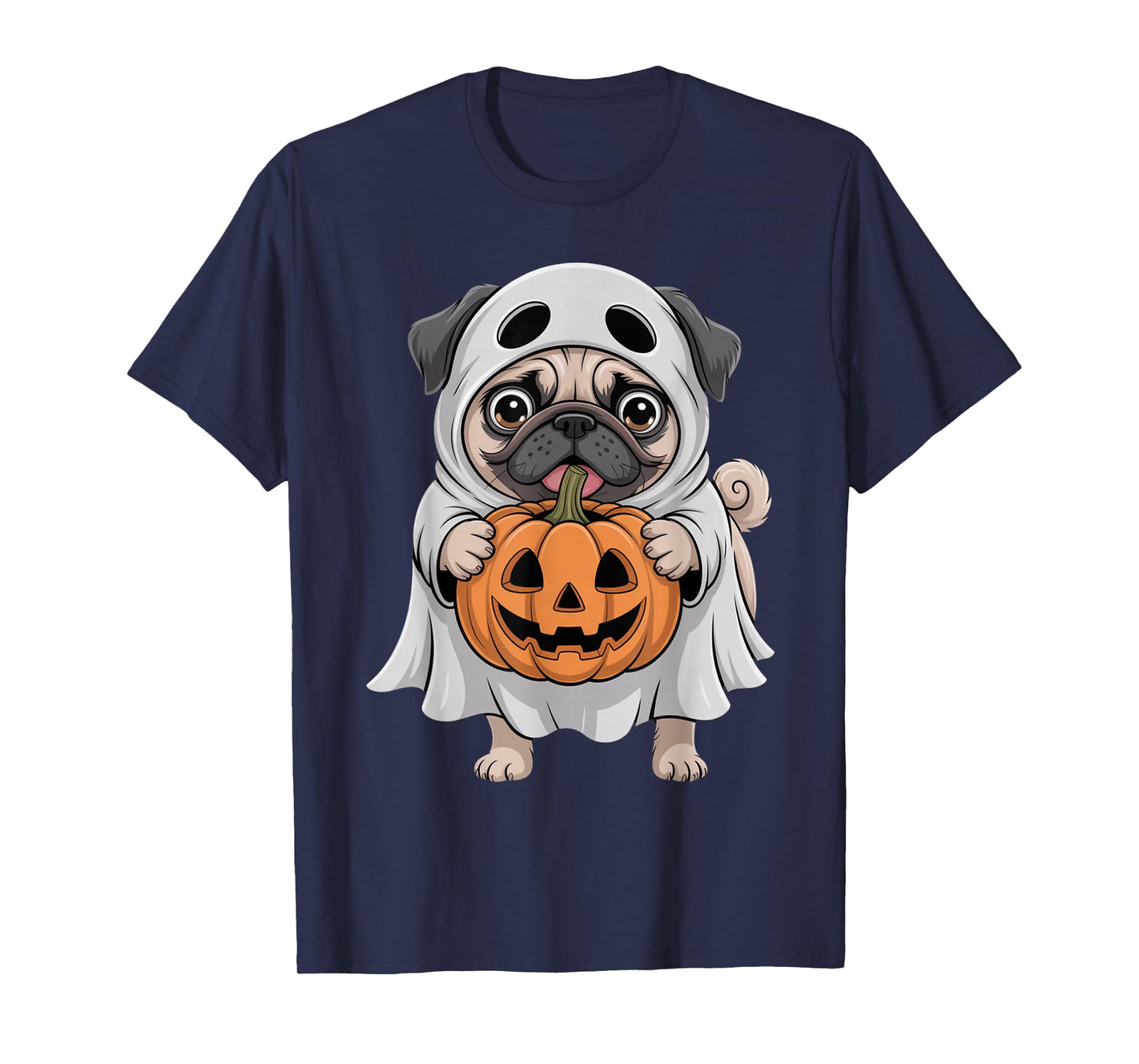 Cute Pug Ghost Pumpkin Dog Lover Halloween Costume T-Shirt
