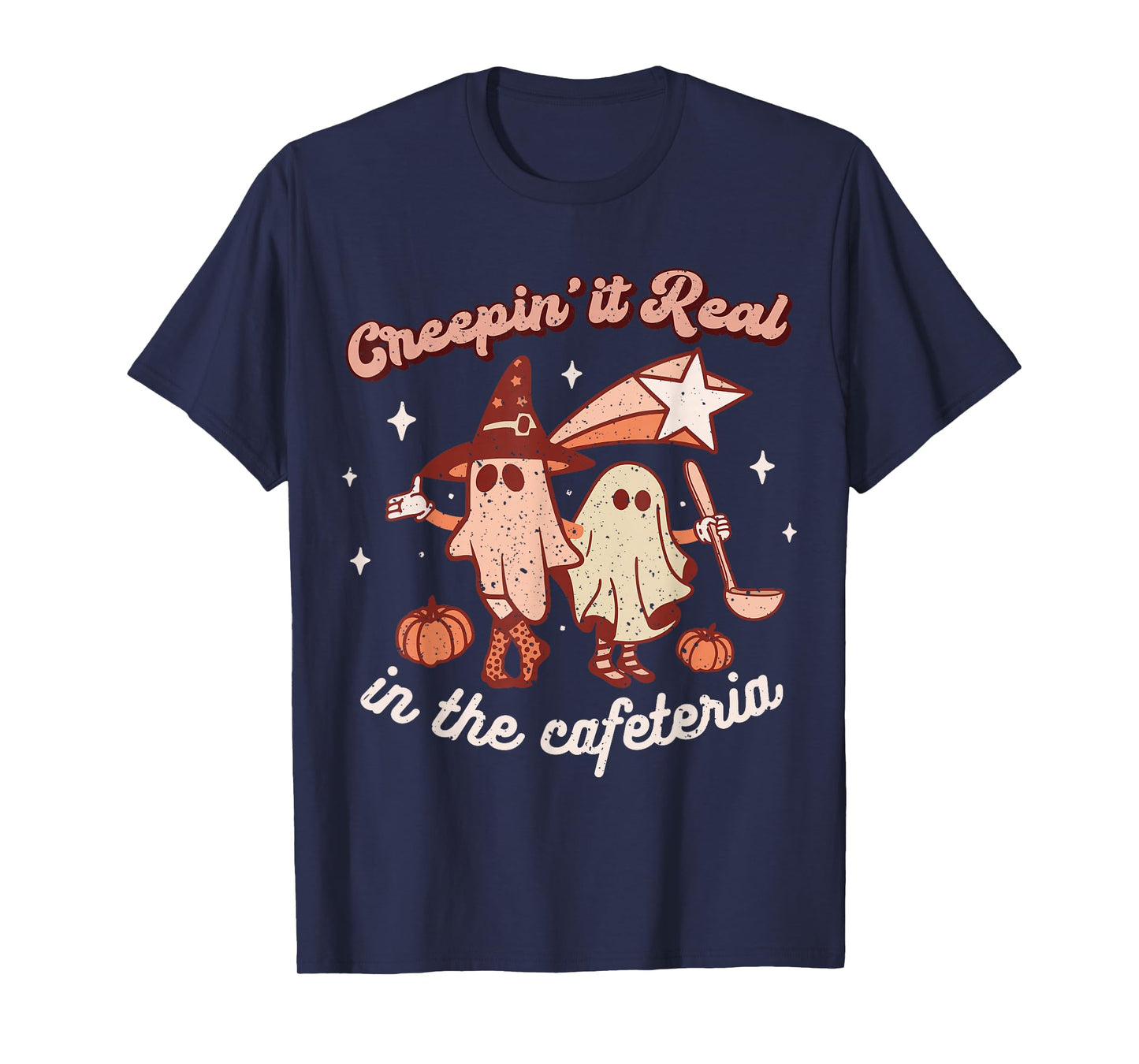 Fall Lunch Lady Retro Halloween Cafeteria Pumpkin Team T-Shirt