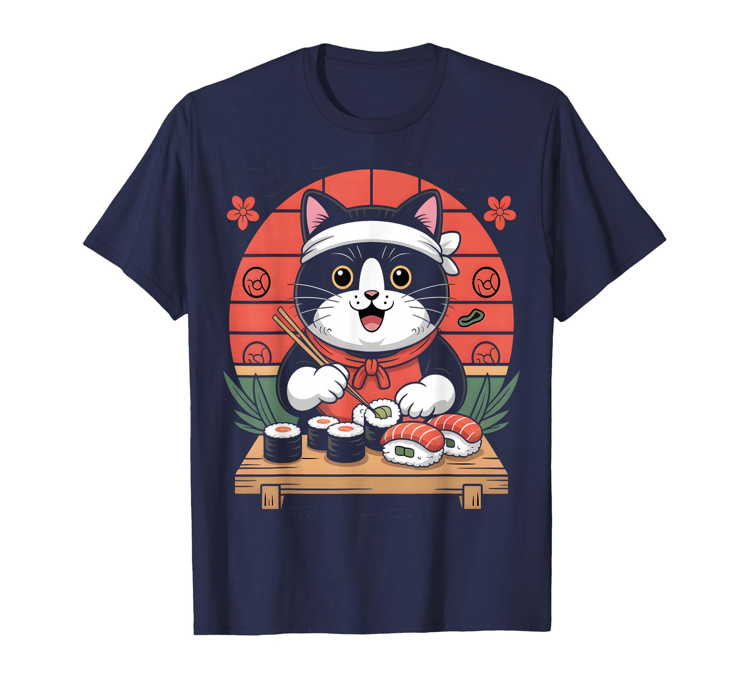 Kawaii Sushi Chef Cat Japanese Food T-Shirt