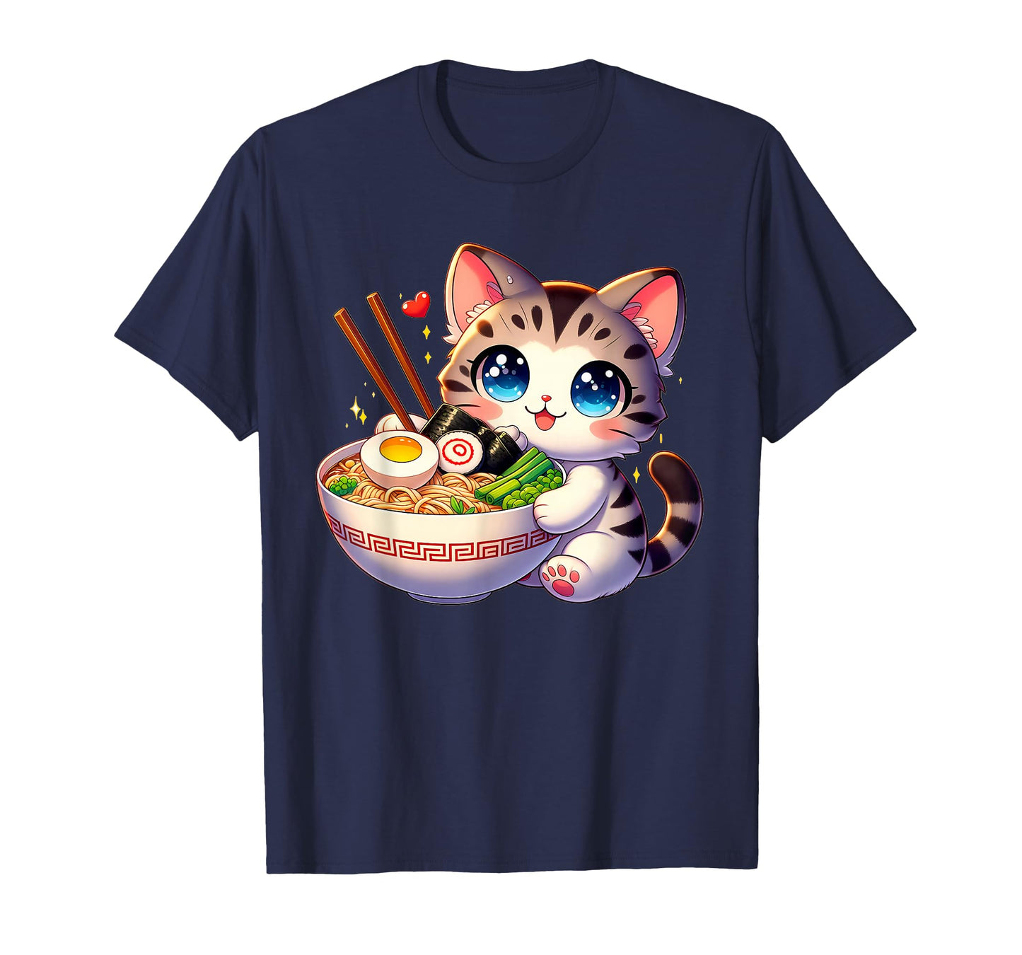 Cat Ramen Noodles Anime Kawaii Japanese Cat T-Shirt