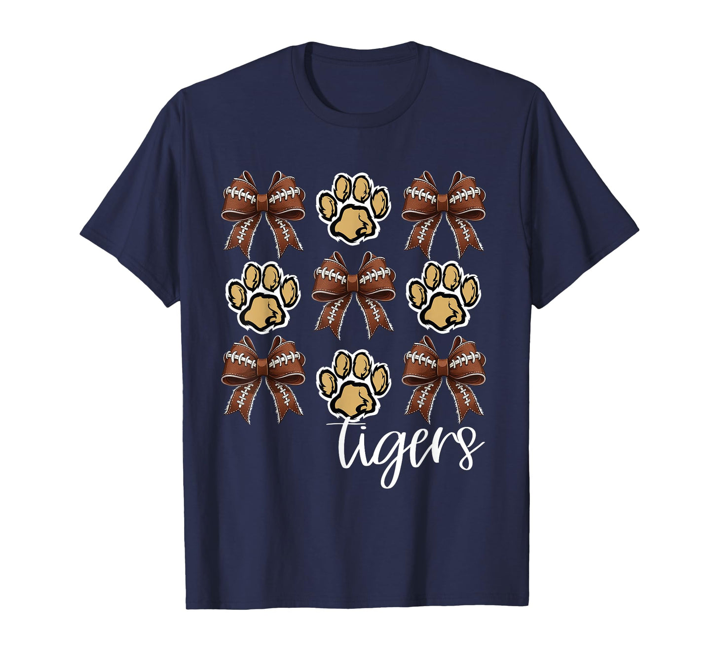 Tigers Football Mom Coquette Bows Game Day Gold Tigers T-Shirt