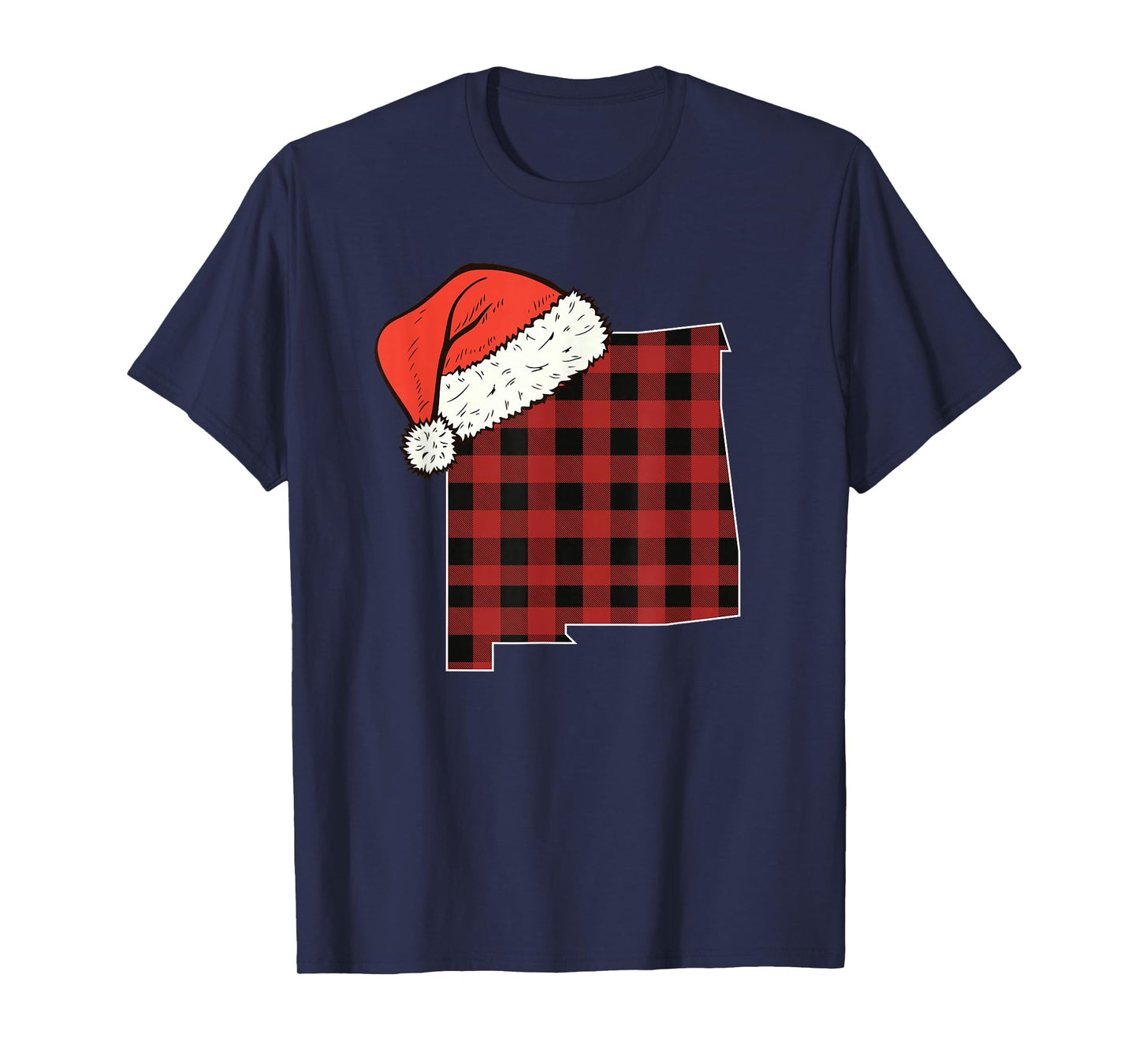 New Mexico Plaid Christmas Santa Hat Holiday Matching T-Shirt