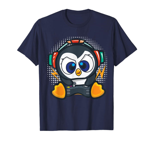 Penguin Gaming Shirt Boys Kids Gamer Gift Penguin Lover T-Shirt