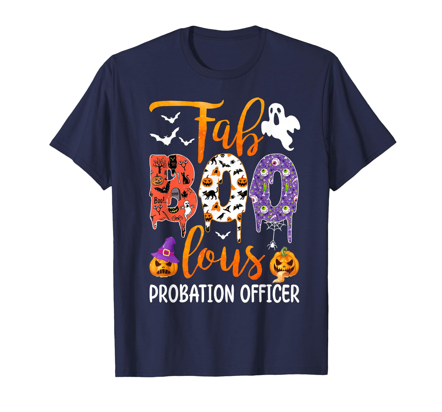 Fab Boo Lous Probation Officer Boo Ghost Pumpkin Halloween T-Shirt