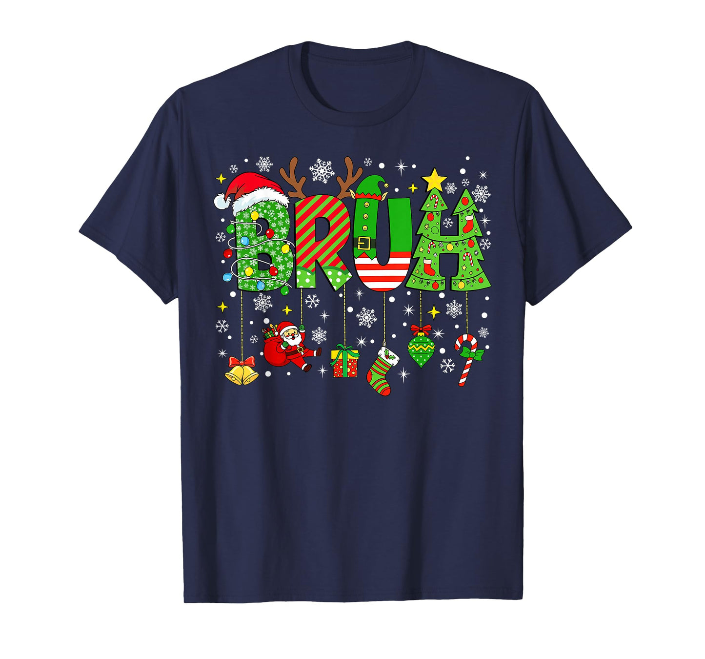 Bruh Funny Christmas Shirt for Teens Boys Kids Xmas Pajamas T-Shirt