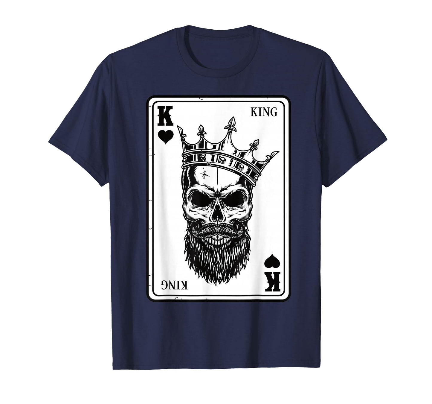 King And Queen Skull - 2/2 Card Hearts Flush Couple Matching T-Shirt