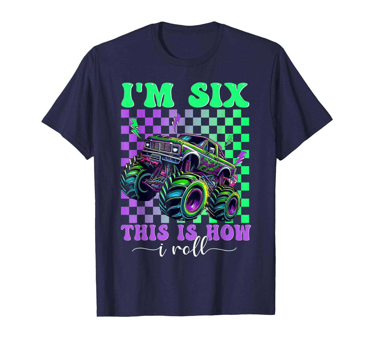 Kids 6th Birthday Boy Monster Truck 6 Year Old Bday Party T-Shirt