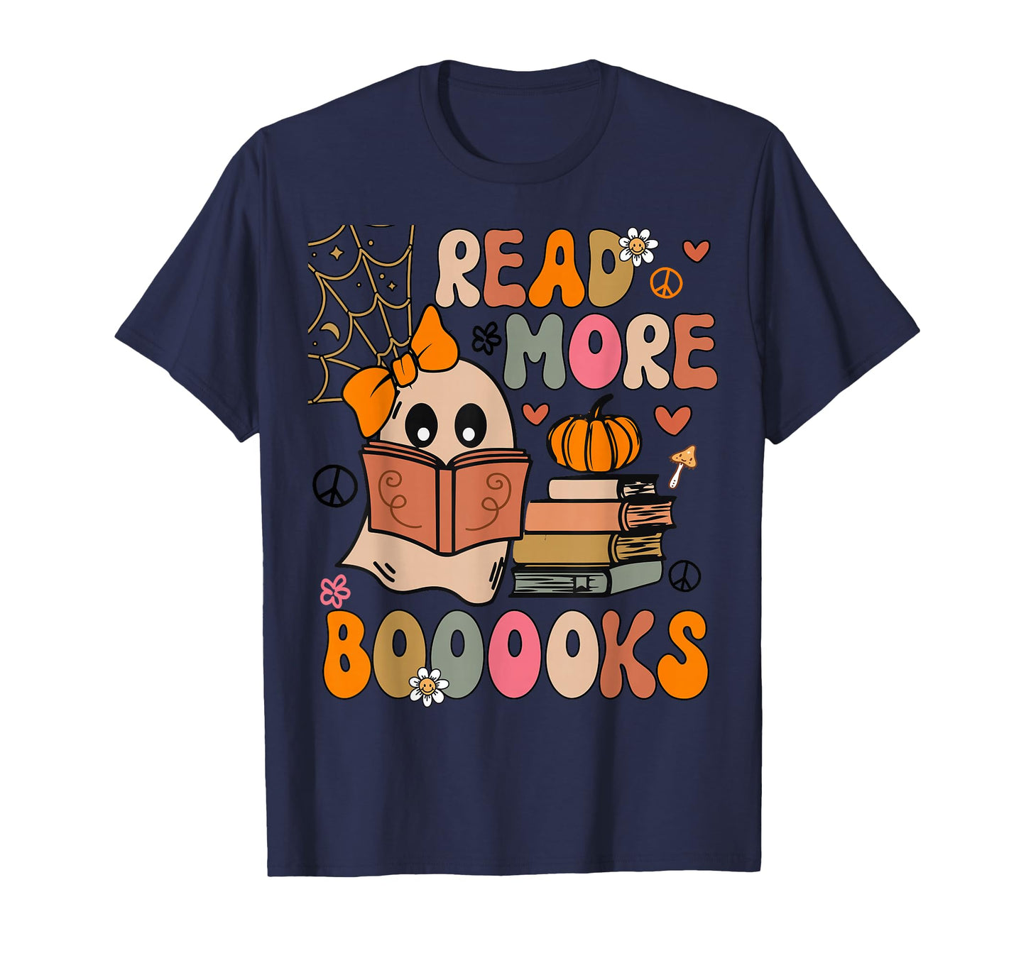Cute Booooks Ghost Read More Books Funny Teacher Halloween T-Shirt