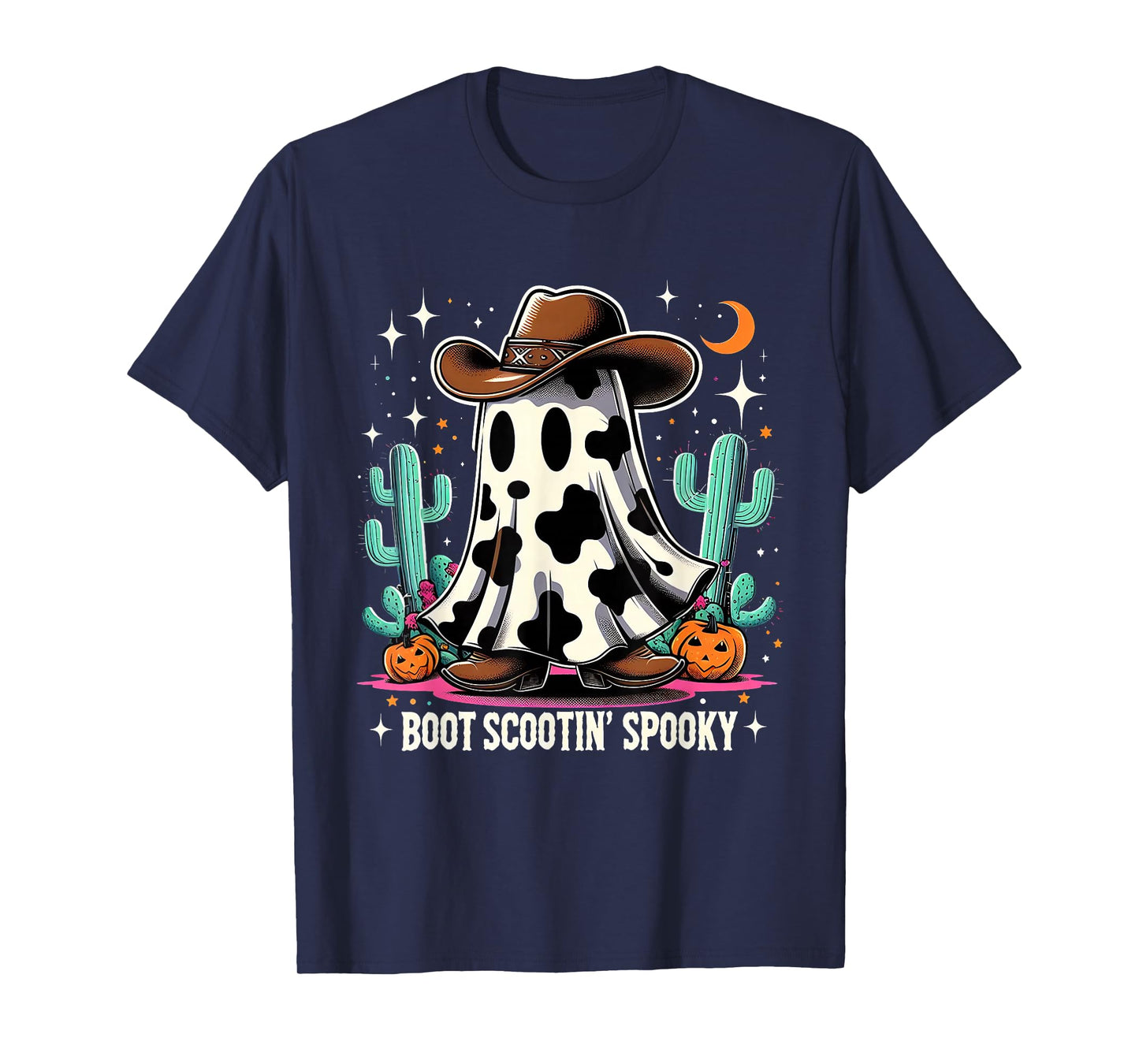 Cowboy Ghost Boot Scootin Spooky Western Vibes T-Shirt