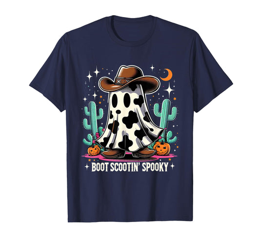 Cowboy Ghost Boot Scootin Spooky Western Vibes T-Shirt