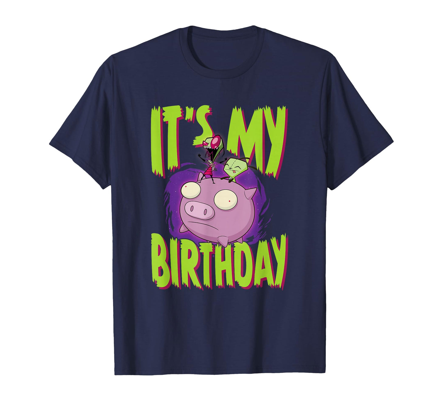 Invader Zim It's My Birthday Zim & Gir Riding Pig T-Shirt