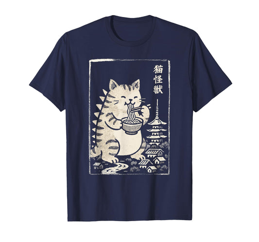 Kawaii Ramen Catzilla Japanese Men Women Kids Funny Cat T-Shirt