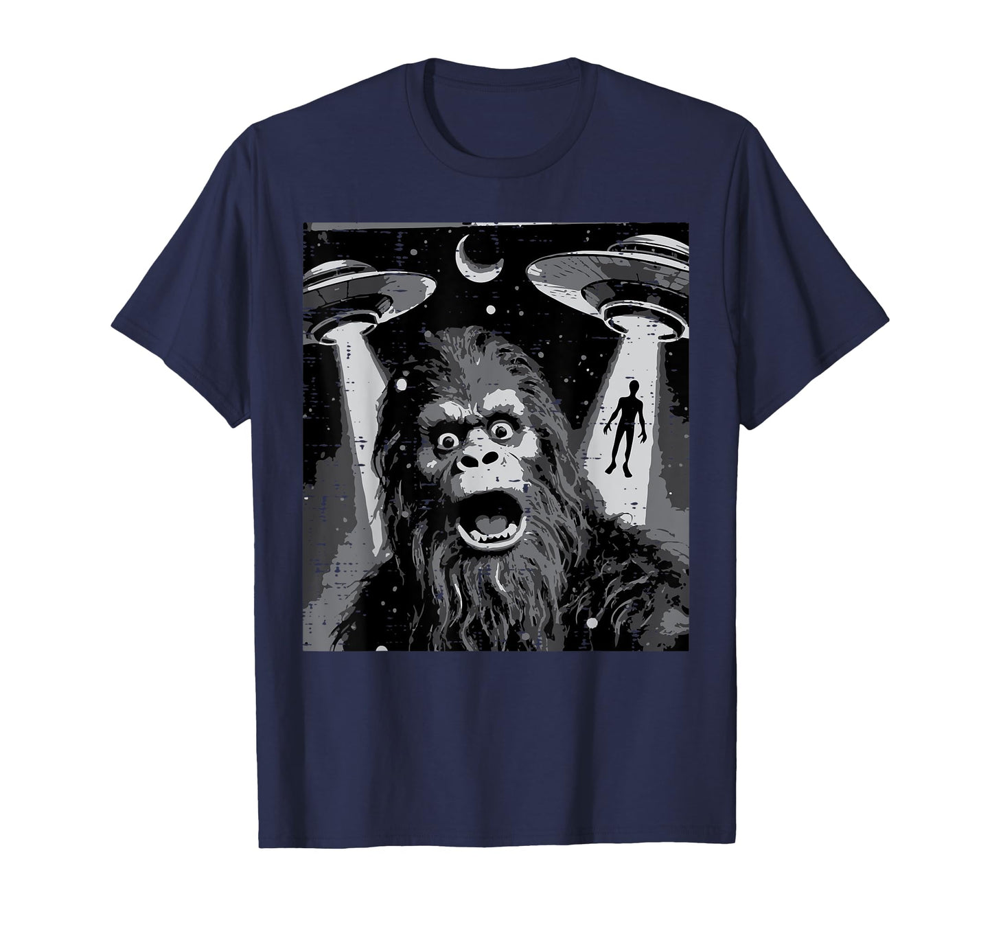 Bigfoot Ufo Alien Abduction Selfie Sasquatch Men Women Kids T-Shirt