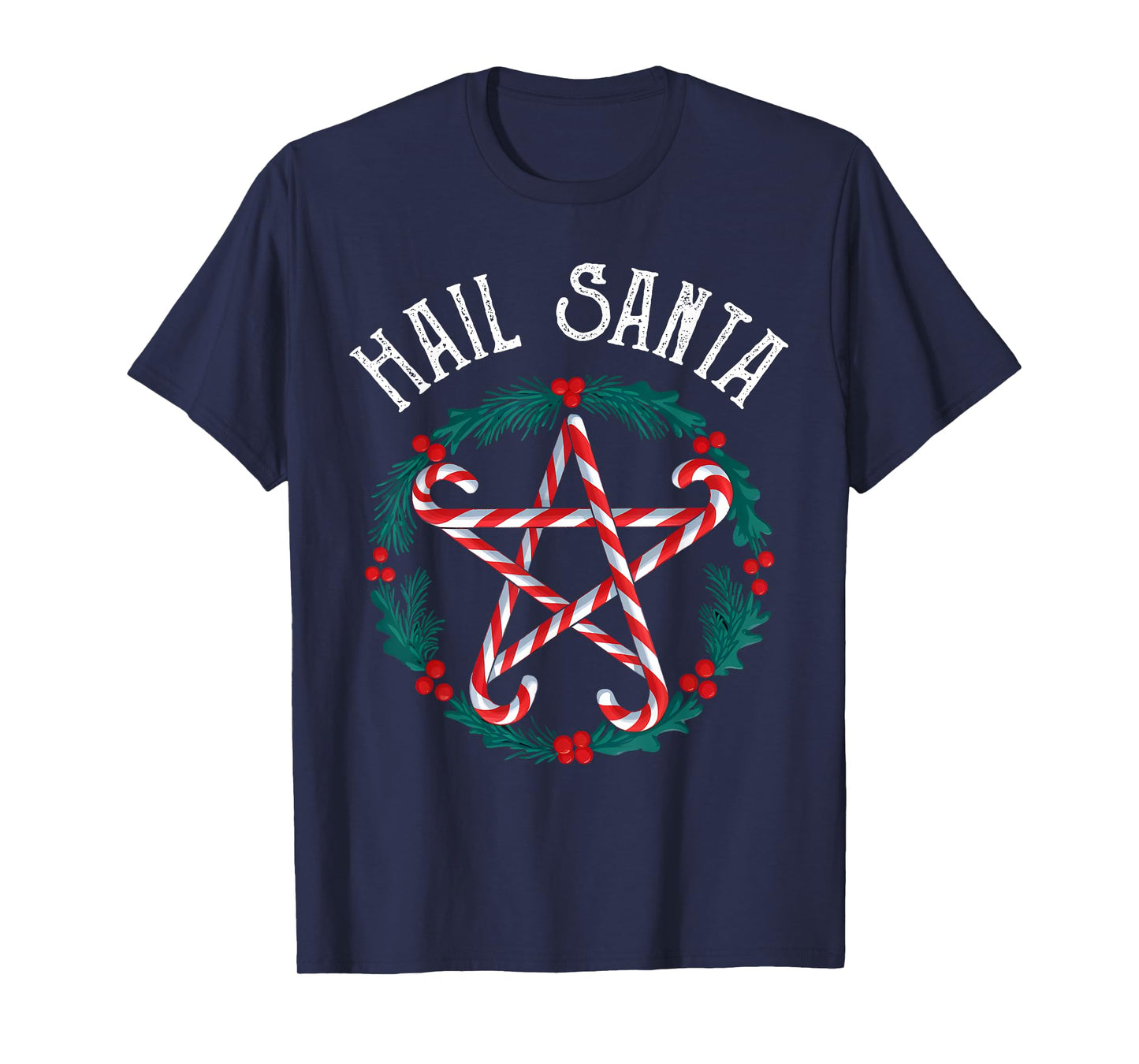 Hail Santa Candy Cane Pentagram Gothmas Funny Goth Christmas T-Shirt