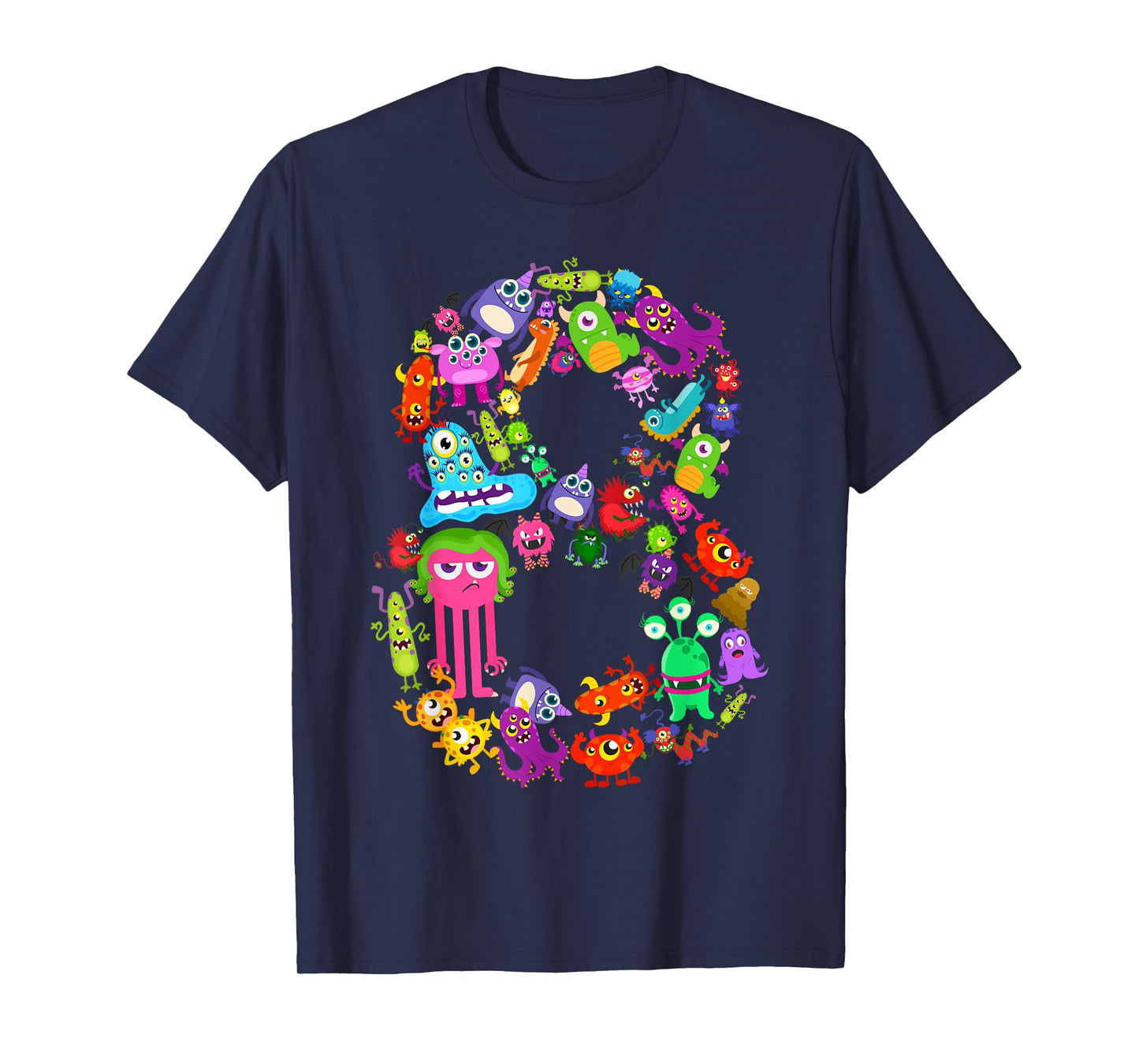 Little Monster 8 Eight YearOld Kid 8th Birthday Party Aliens T-Shirt