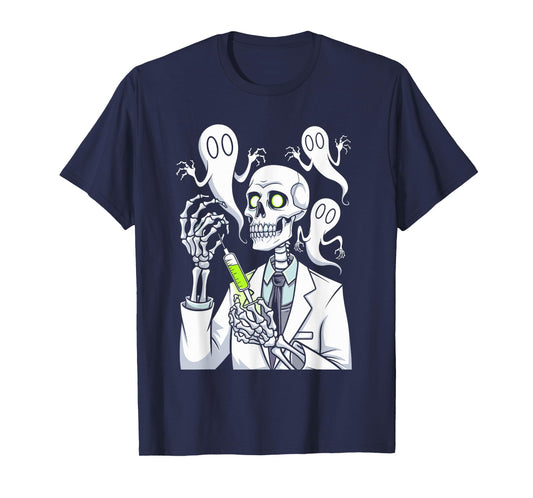 Funny Skeleton Medical Staff Doctor Syringe Spooky Halloween T-Shirt