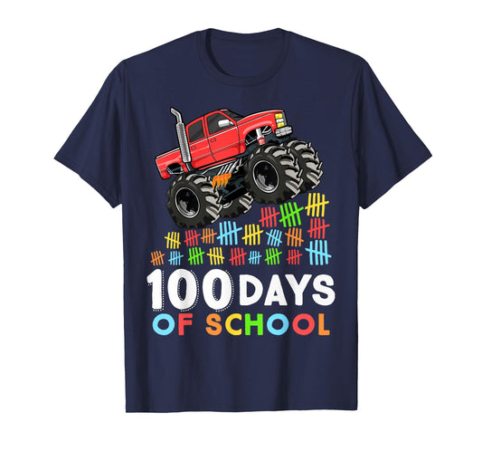 100 Days of School Monster Truck 100th Day of School Boys T-Shirt