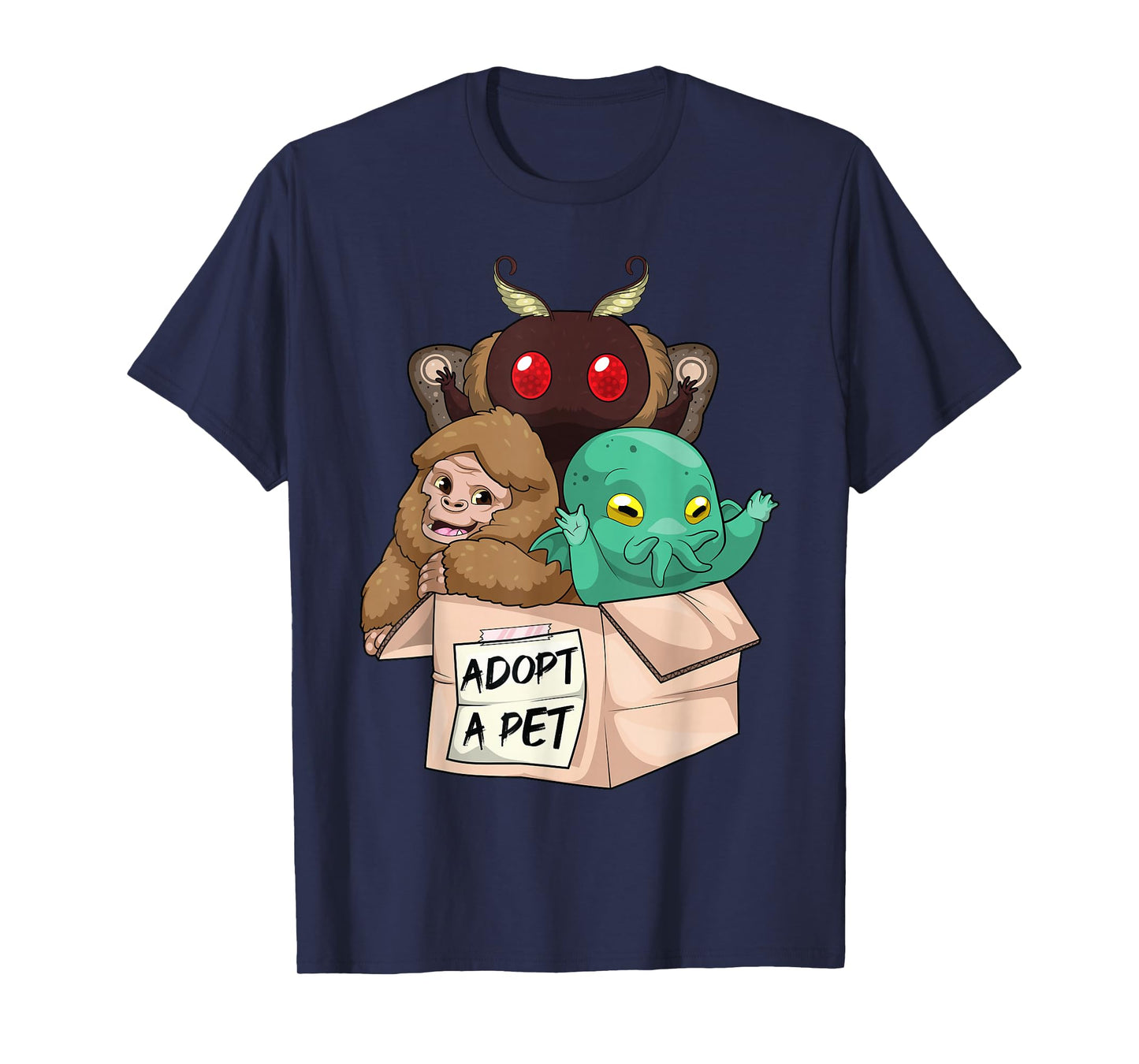 Adopt A Pet Shirt Creepy Monsters Bigfoot Mothman T-Shirt