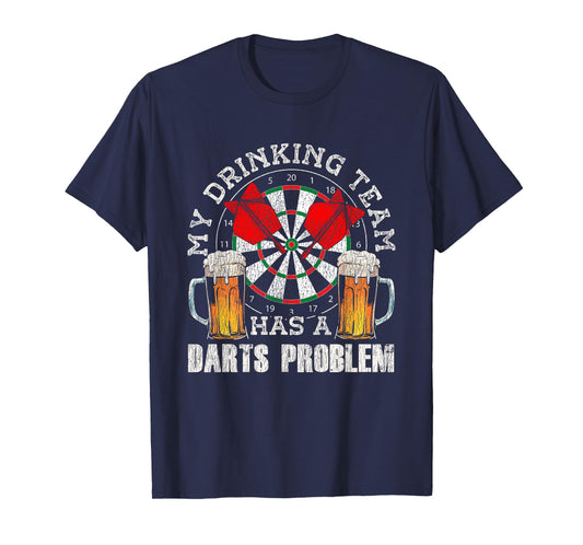 My Drinking Team Has Darts Problem Funny Darts Player Retro T-Shirt