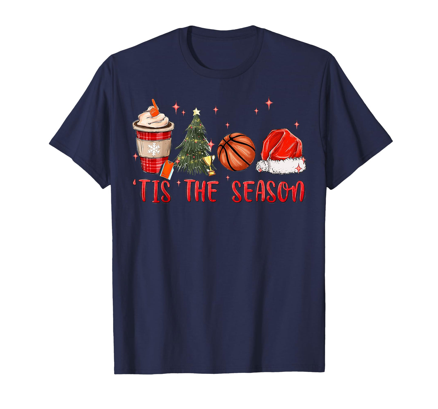 Tis The Season Basketball Christmas Matching Family Pajamas T-Shirt