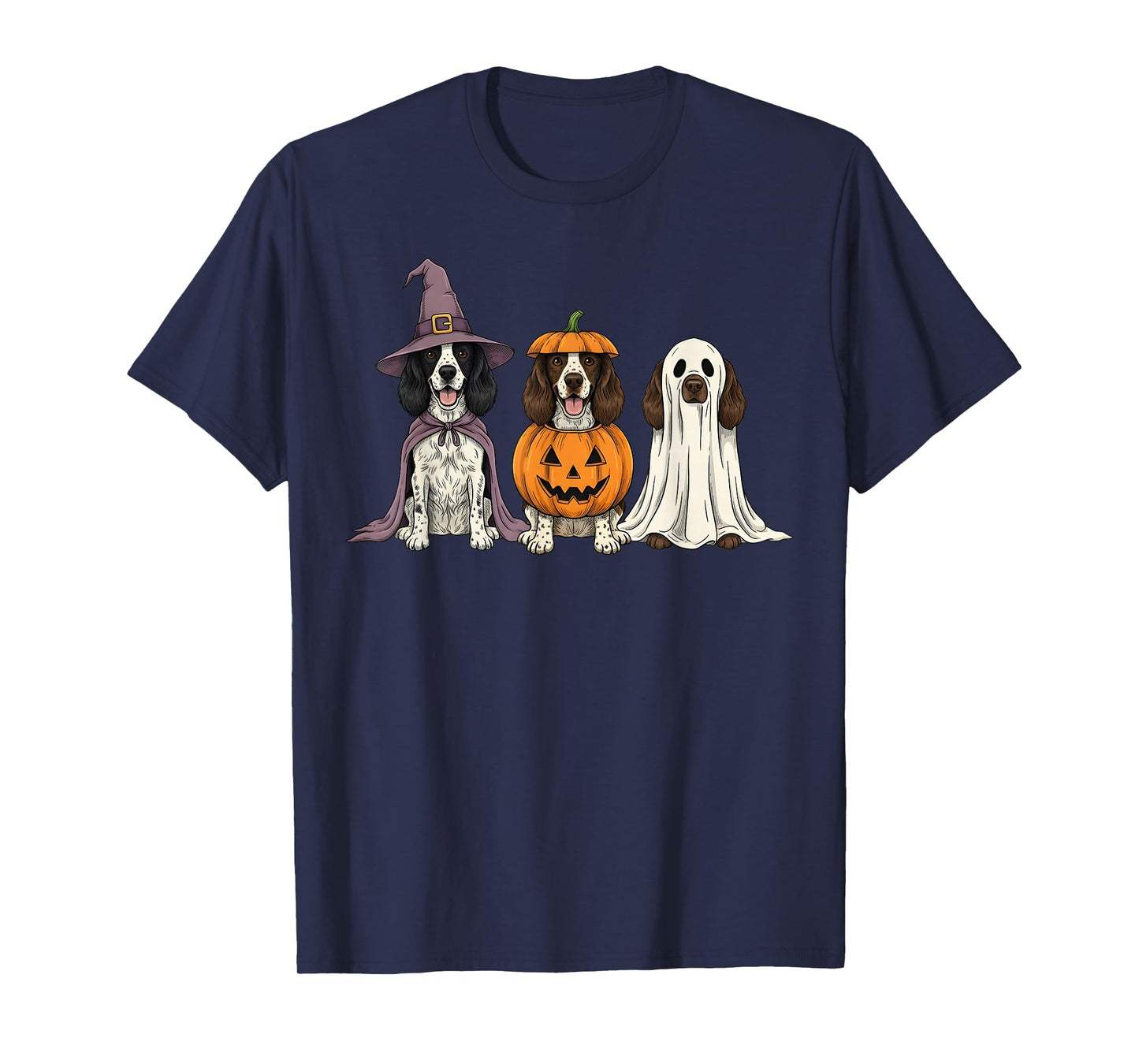 Spooky Ghost English Springer Spaniel Pumpkin Halloween T-Shirt