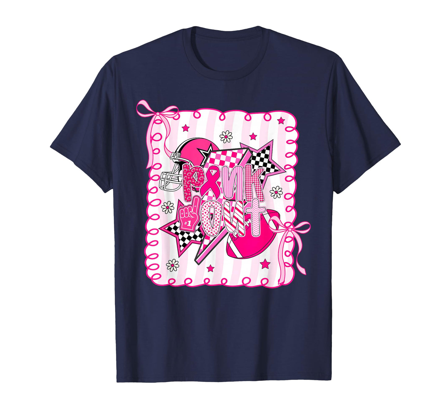 Pink Out Football Breast Cancer Awareness Game Day Football T-Shirt