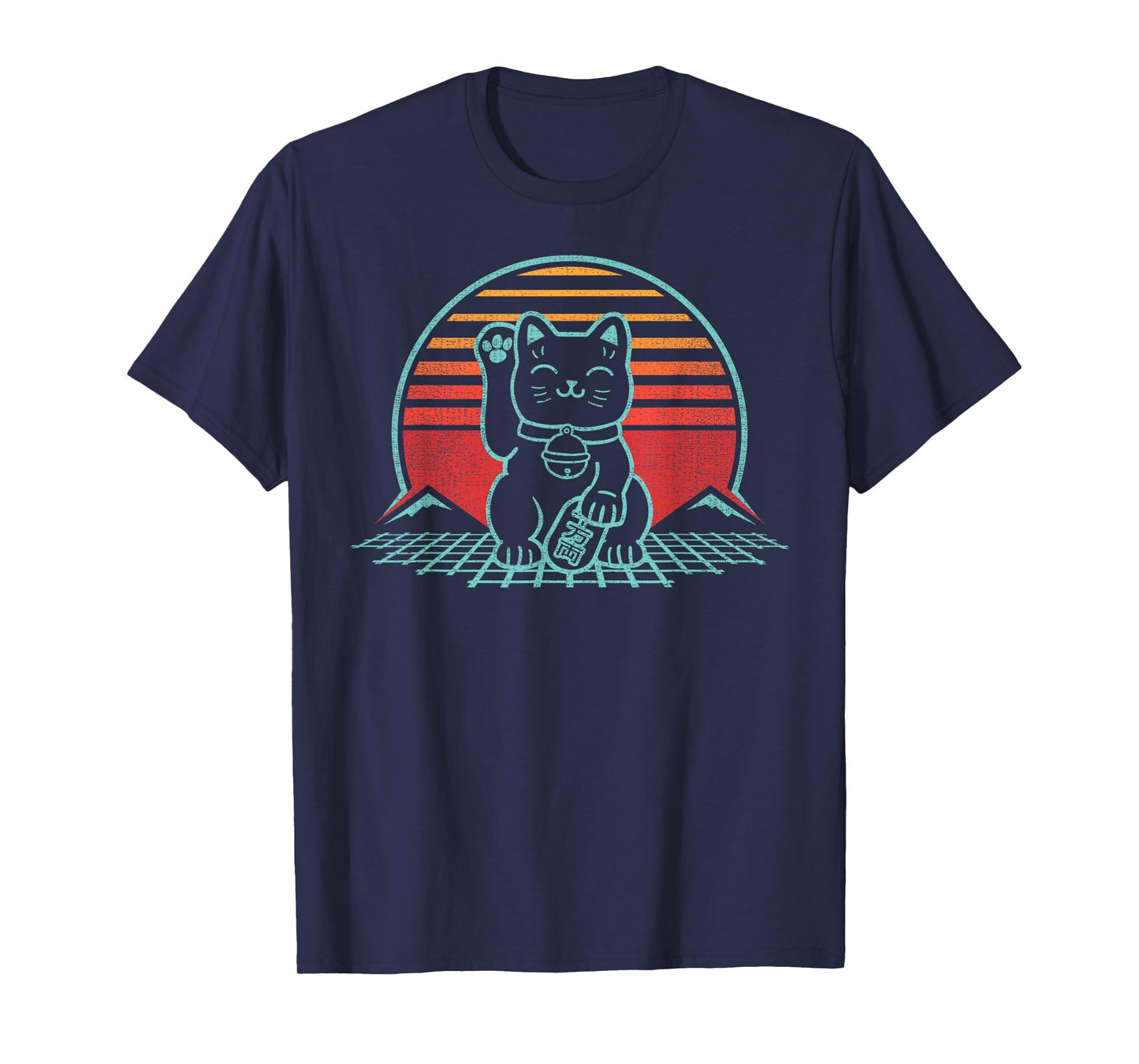 Maneki Neko Japanese Lucky Cat Retro Aesthetic Kawaii T-Shirt Small