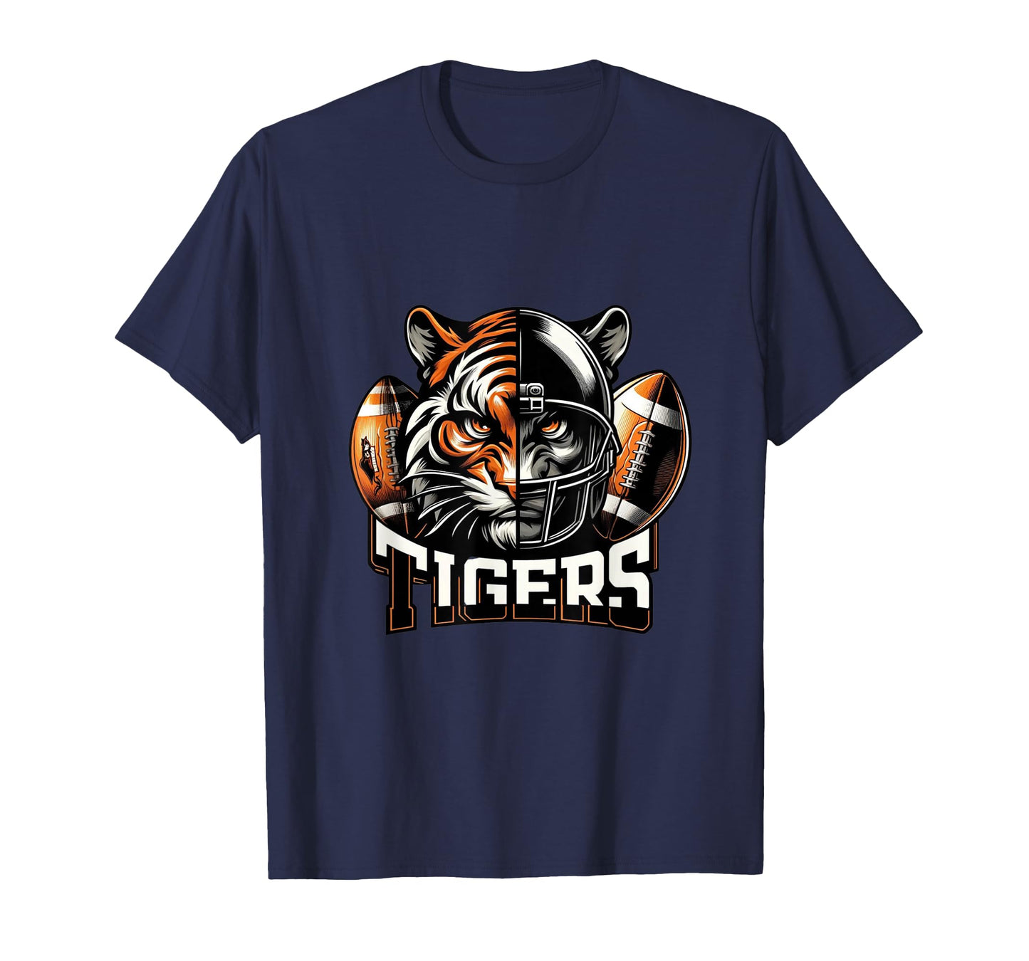Tigers Football School Sports Fan Team Spirit Graphic Tee T-Shirt
