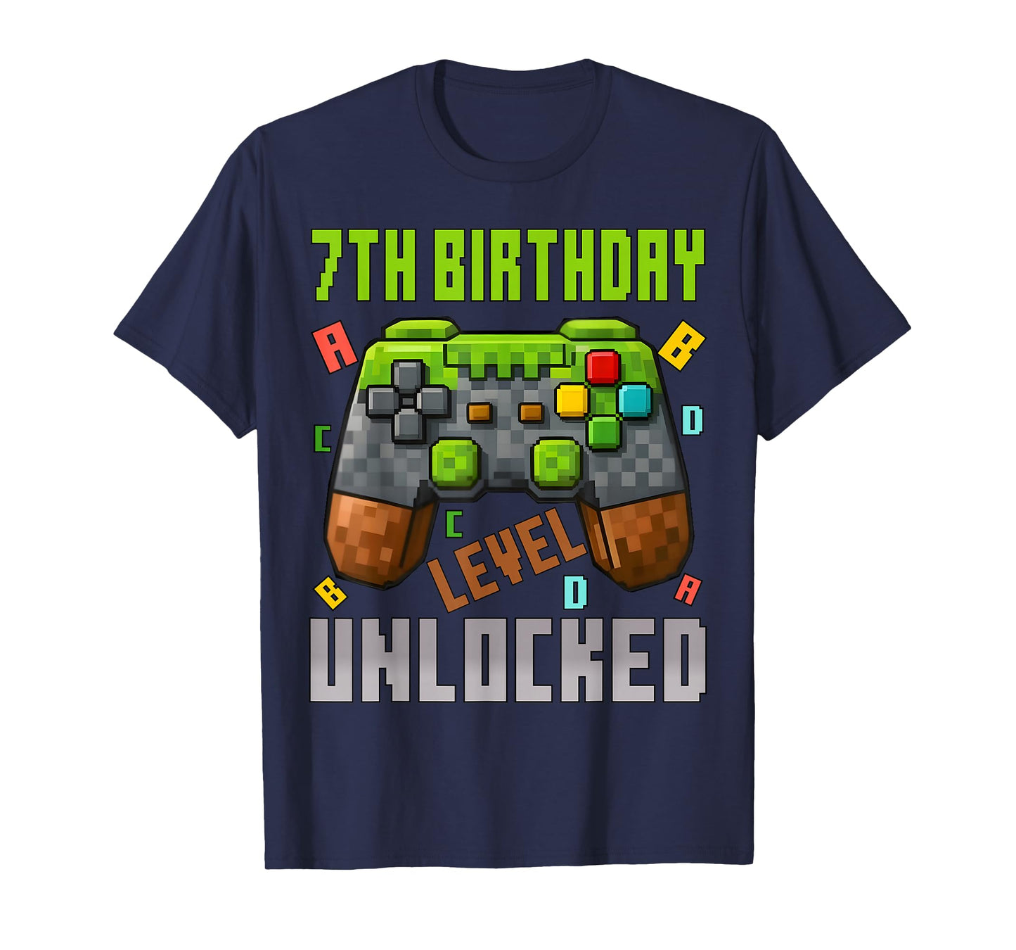 7th Birthday Boy Level 7 Unlocked Birthday Boy 7 Years Old T-Shirt