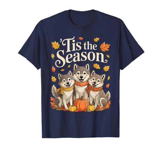 Tis The Season Wolf Fall Autumn Pumpkin T-Shirt