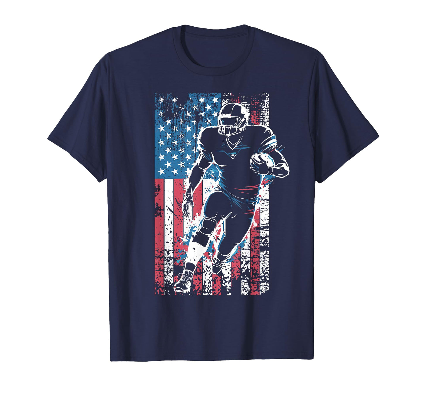American Flag Football Player Patriotic Sports Design T-Shirt