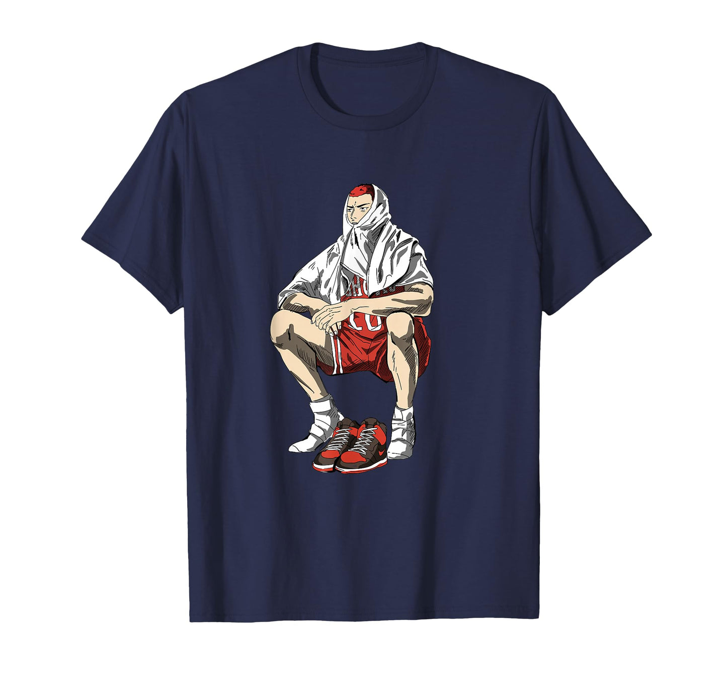 Bokchu Hanamichi Sakuragi Anime Cartoon T-Shirt, Black, Small, Unisex-Adults, Short Sleeve, T-Shirt, Casual, Trendy