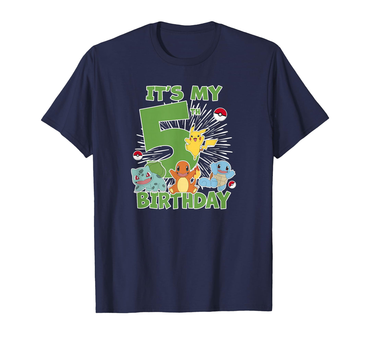 Pokémon It's My 5th Birthday Kanto Starters Celebration T-Shirt