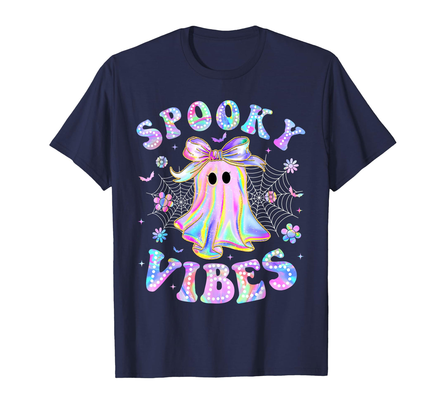 Spooky Vibes Ghost Retro Halloween Boo Boo Crew T-Shirt