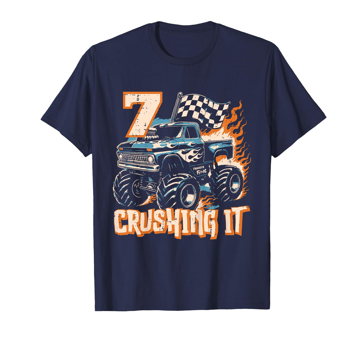 Kids 7 Crushing It Monster Truck Cool 7th Birthday Bday Boys Kids T-Shirt