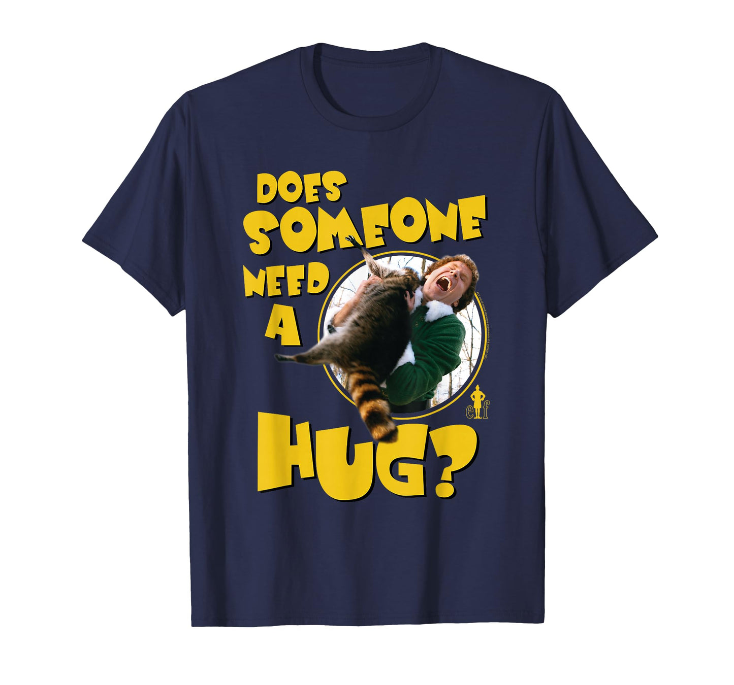 Elf Need a Hug Raccoon Attack Funny Christmas Movie T-Shirt