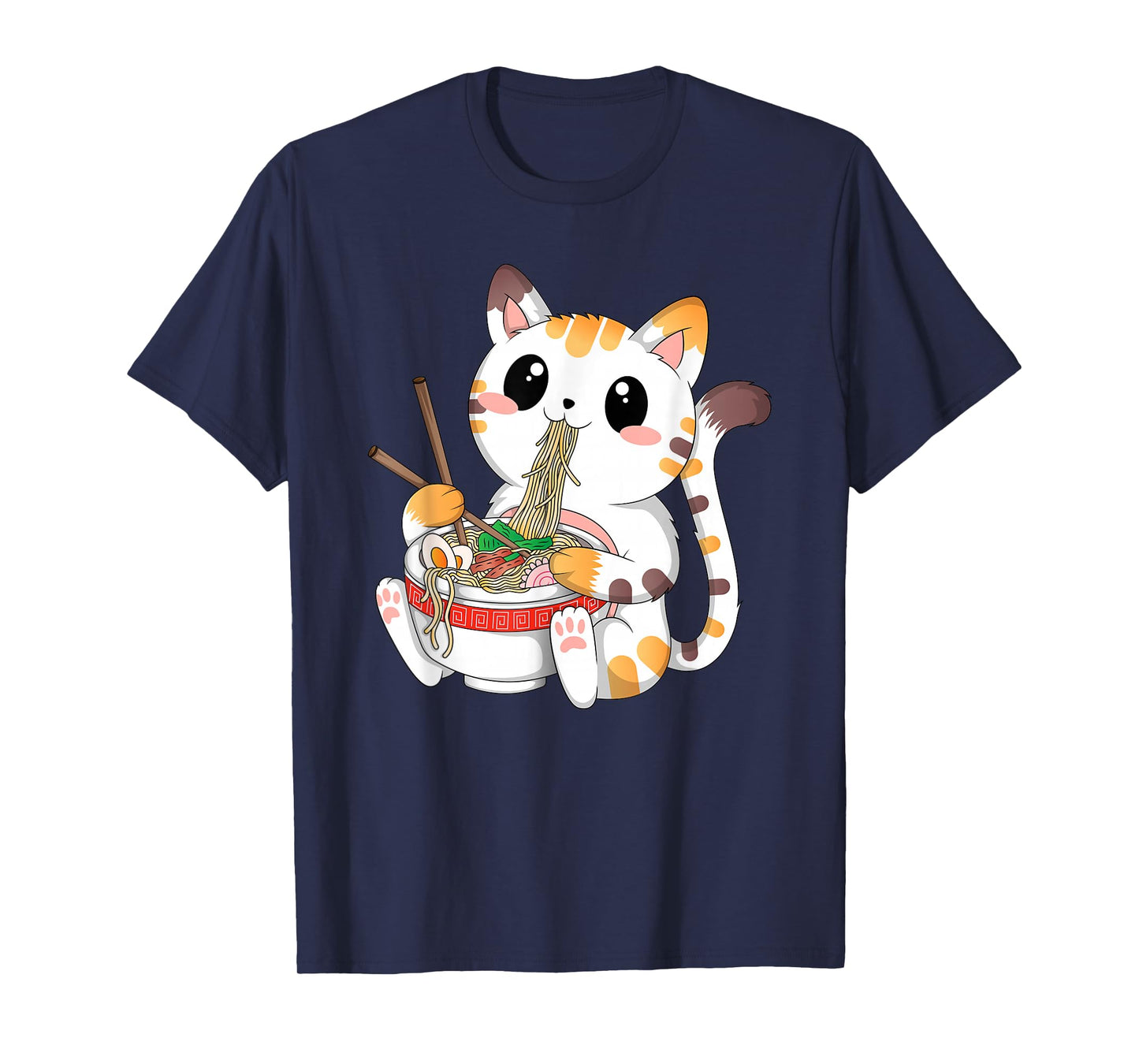 Japanese Anime Cat Ramen Noodles Kawaii Neko Women Men T-Shirt