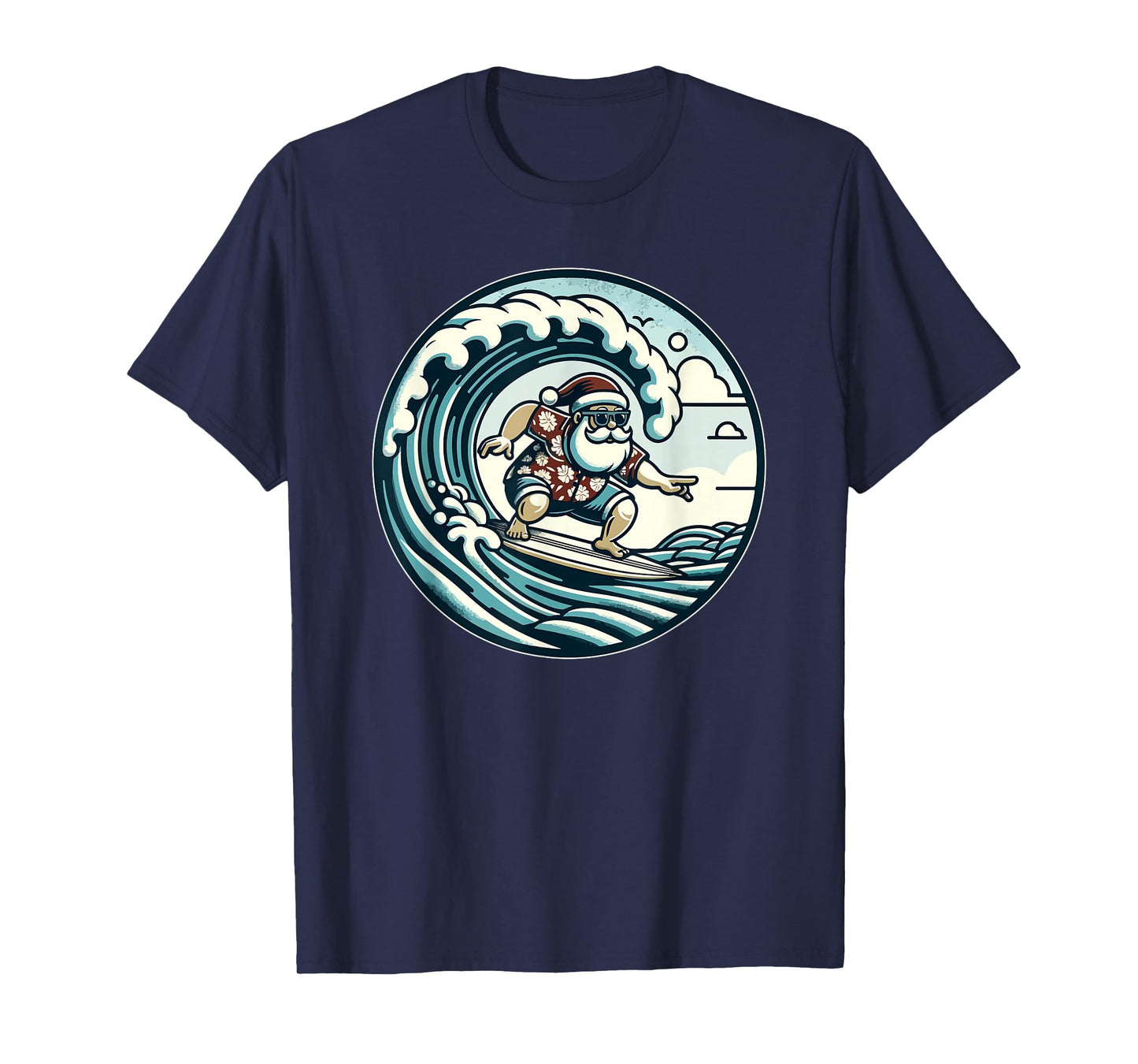 Santa Claus Hawaiian Surfing Christmas Aloha Tropical Xmas T-Shirt