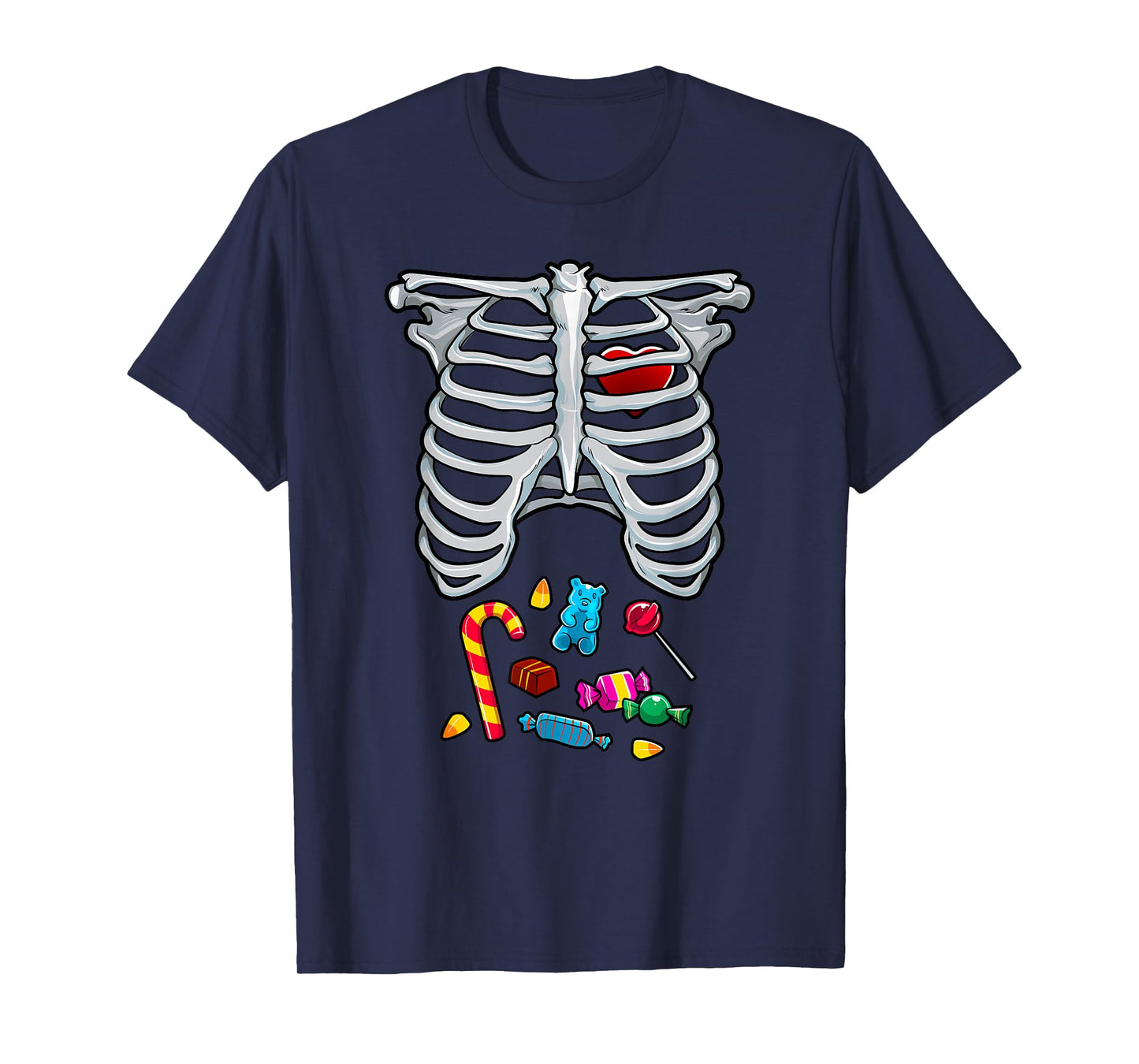 Halloween Costume XRay Skeleton Rib Heart Candy Adult Kids T-Shirt