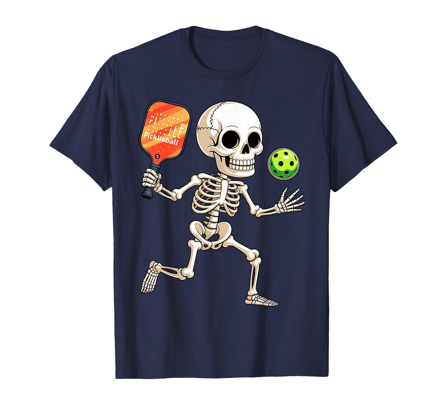 Skeleton Playing Pickle Ball Halloween Costume Funny Men Boy T-Shirt